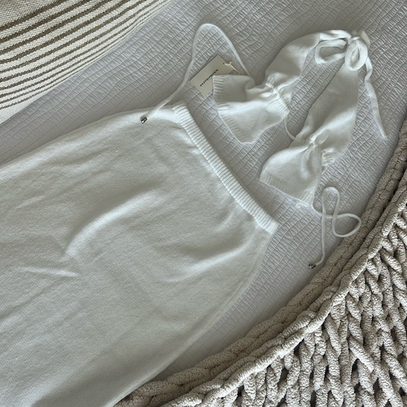 Knit Open Back Halter Two Pieces Skirt Set - Picture 2 of 5